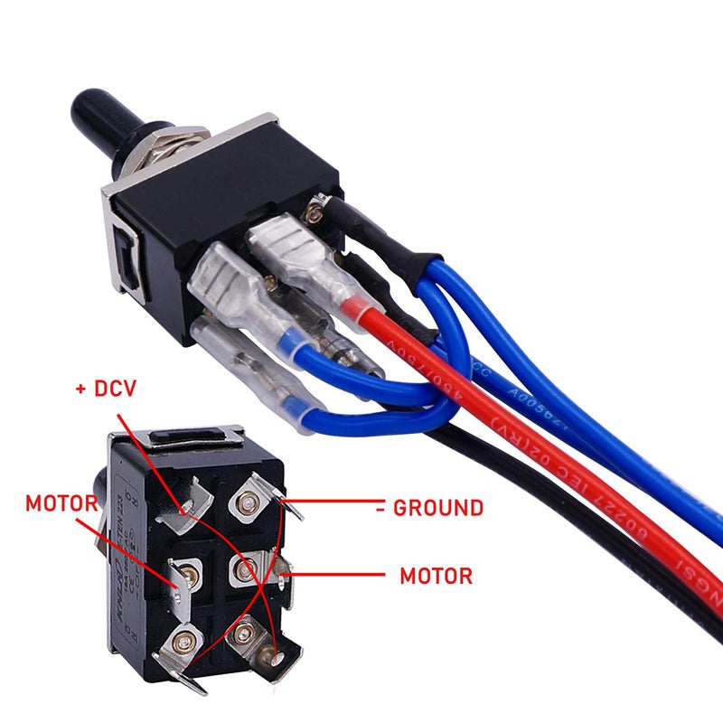 TWTADE Waterproof Momentary Reverse Polarity Switch 12V 10 Amps DC Motor Control 6 Pin 3 Position (ON)/Off/(ON) Metal DPDT Toggle Switch with Waterproof Boot Cap and 21mm Terminal Wires E-TEN-223-DMX - Image 5